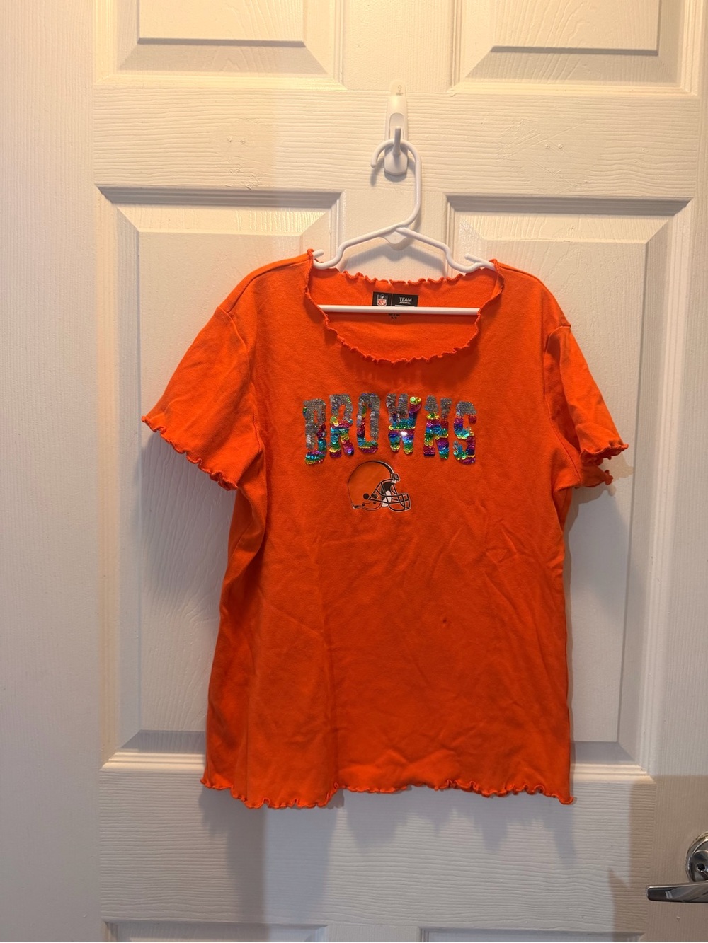 NFL Kids Orange Sequin 'Browns' Tee